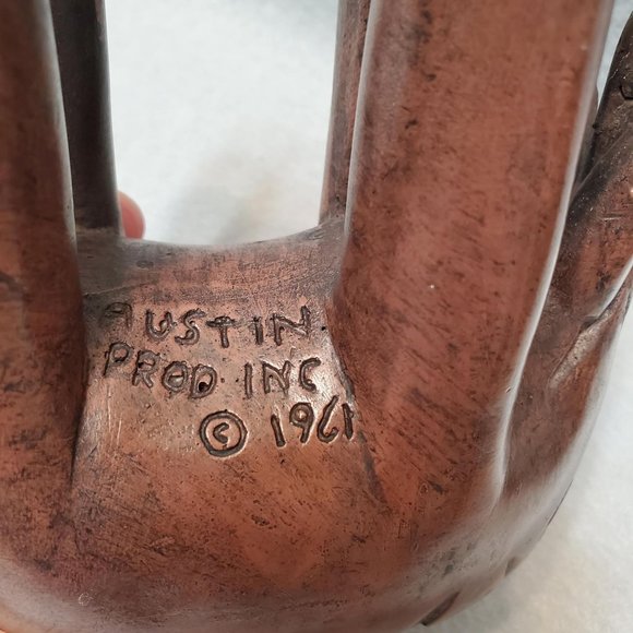 Vintage 1961 Austin Productions Elephant Sculpture, Signed Pottery Folk Art - Picture 5 of 8